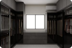 يُستخدم باب السحاب بشكل واسع في تصميم غرفة الملابس الحديثة