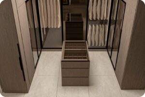 وجود جزيرة غرفة ملابس في المنتصف من أفخم الأنواع