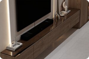 طاولة تلفزيون في الرياض: الدليل العملي لاختيار ذكي يدوم سنوات 1 طاولة تلفزيون احترافية من ديبالما للأثاث