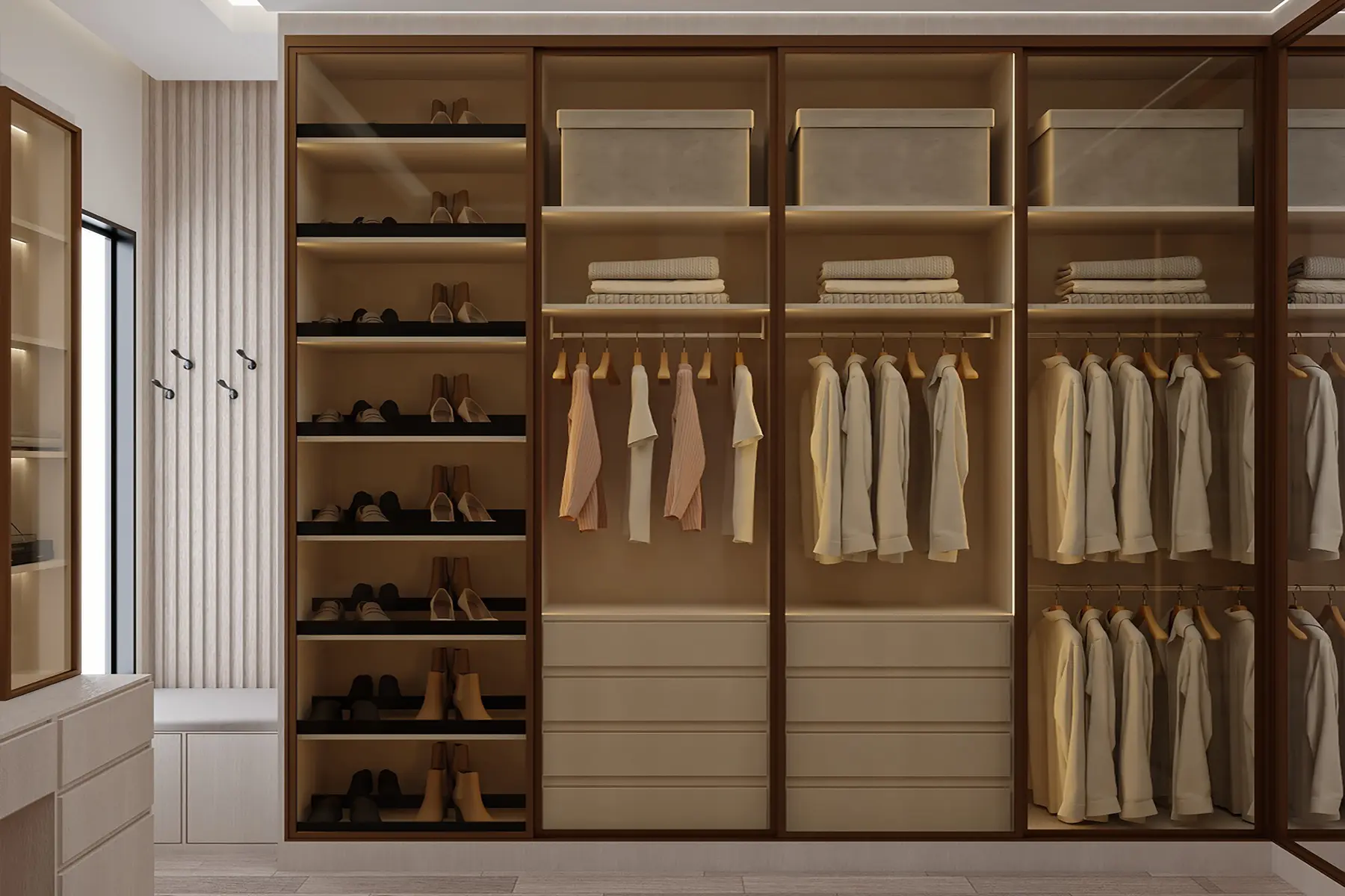 أكثر الحلول كفاءةً في غرف الملابس الواسعة