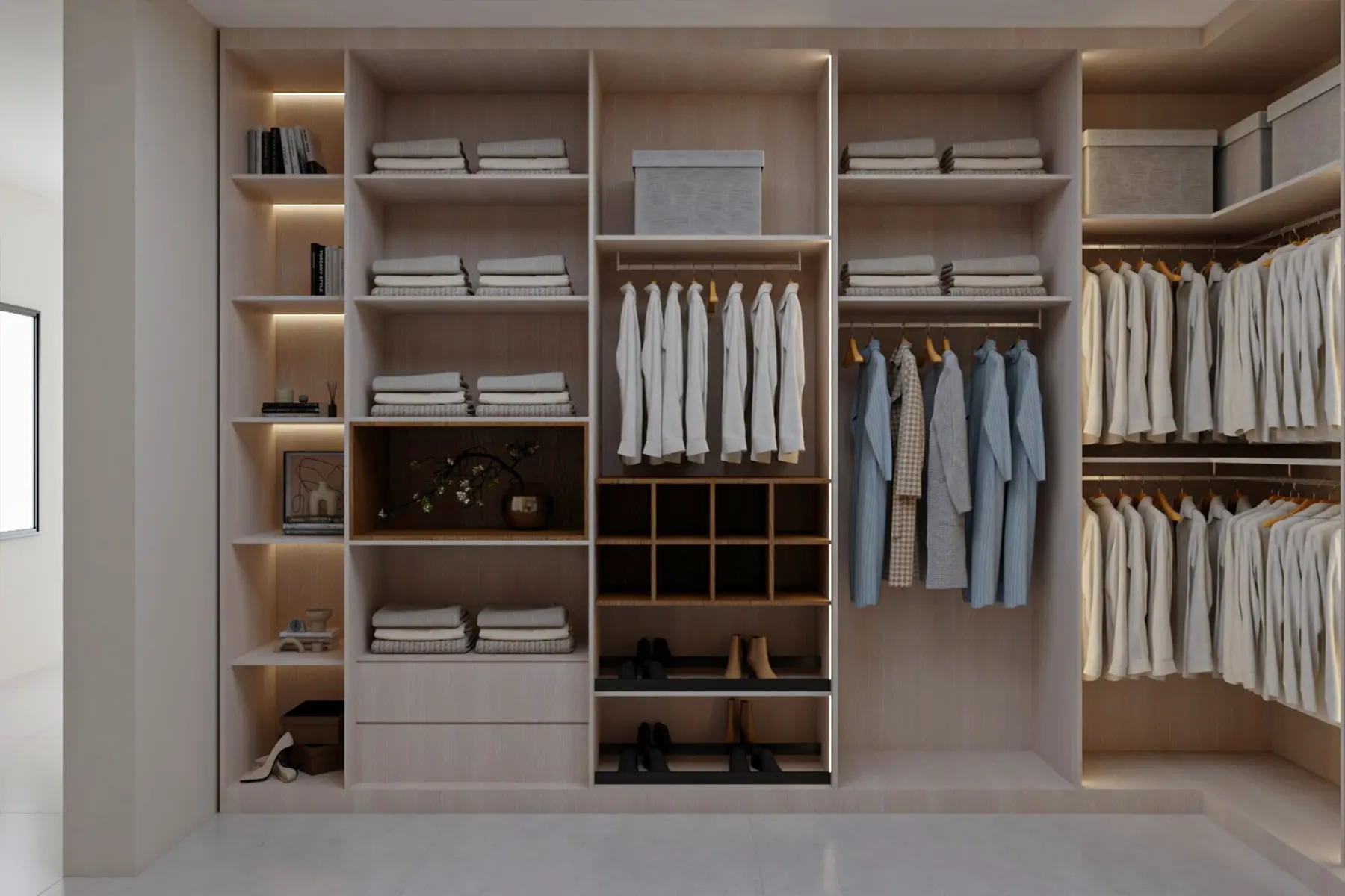 أكثر الحلول كفاءةً في غرف الملابس الواسعة