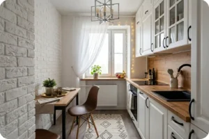 من أفضل التصاميم للمطابخ الصغيرة ويعمل على استغلال المساحات بذكاء