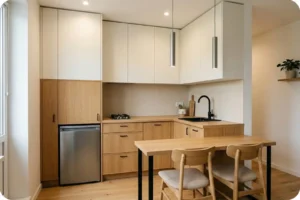 مطبخ مثالي للمساحات الصغيرة مع خزانة مطبخ ممتازة