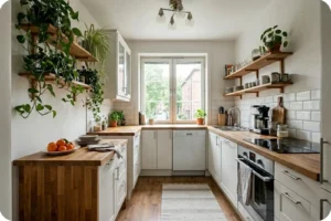 مطبخ مودرن مع خزانة مطبخ عملية